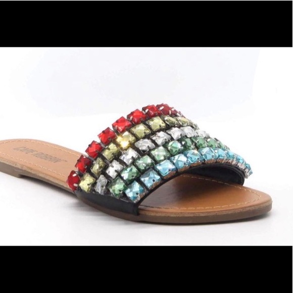 Blue Crystal Cove Flat Sandals